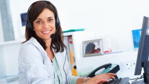woman on phone system